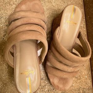 Sam Edelman Beige Suede Wedge Sandals